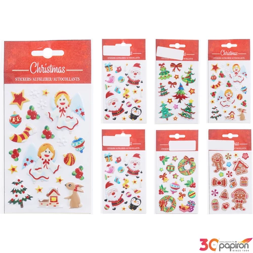Matrica karácsonyi 3D glitteres 6féle KPM25