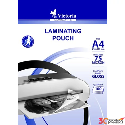 Lamináló fólia 75mik Victoria 75mikronos A4, fényes ILKVF753