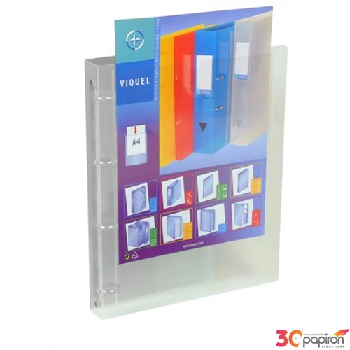 Gyűrűskönyv panorámás VIQUEL Propyglass 4gy 25mm A4 maxi PP víztiszta Iratrendezés VIQUEL 095683-05