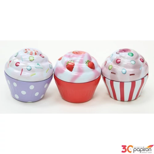 Díszdoboz Fém ajándéktárgy muffin formájú 8x8cm