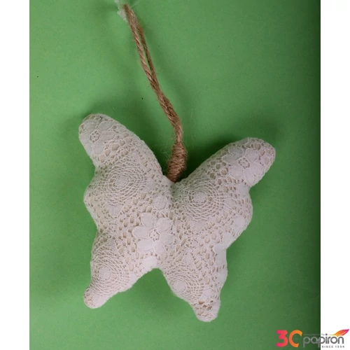 Tavaszi textil Dekor akasztós lepke csipkés díszítés 10cm
