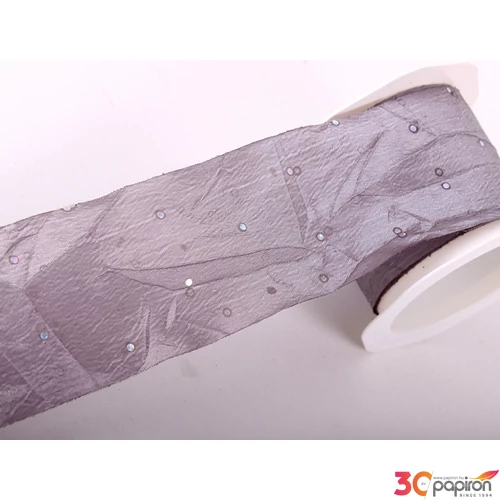 Szalag textil gyűrt köves 62mm szürke