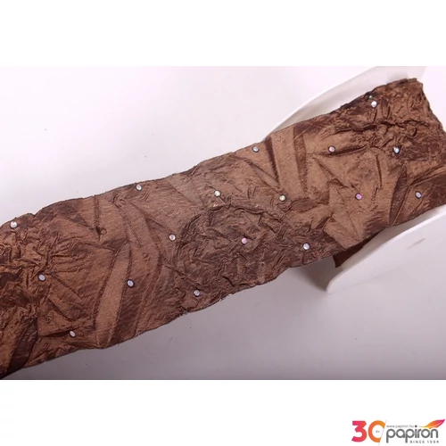 Szalag textil gyűrt köves 62mm sötét barna