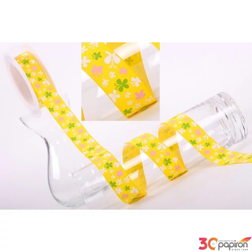 Szalag textil 25mm ripsz lepkék/sárga