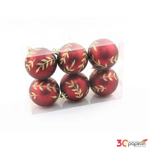 Karácsonyi gömb 6/60mm/Páfrány bordó