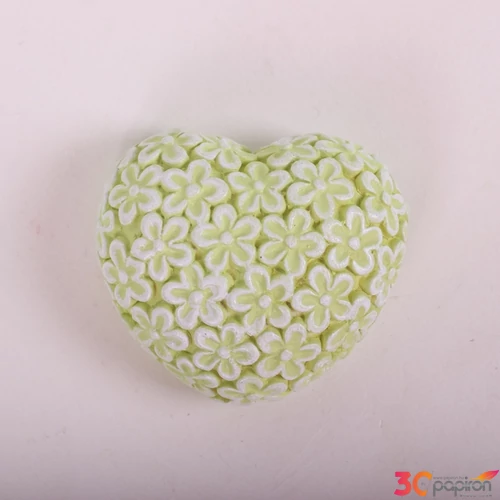 Valentín szív virágos 4,5cm zöld