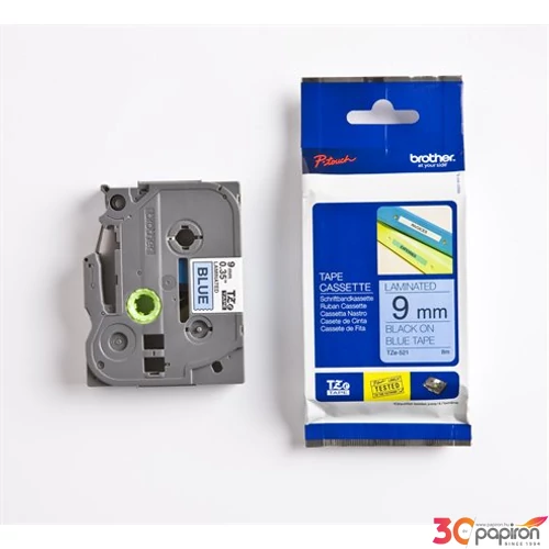 Feliratozógép szalag Brother TZE-521 9mmx8m, kék-fekete BROTHER Feliratozógéphez szalagok