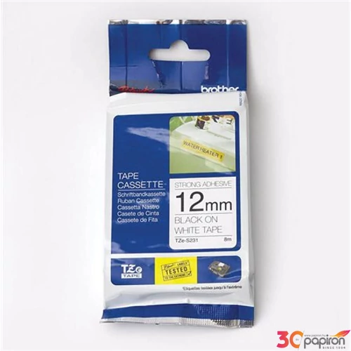 Feliratozógép szalag Brother TZE-S231 12mmx8m, fekete/fehér BROTHER Feliratozógéphez szalagok