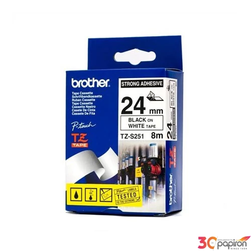 Feliratozógép szalag Brother TZE-S251 24mmx8m, fehér-fekete BROTHER Feliratozógéphez szalagok
