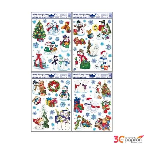Ablakmatrica karácsonyi statikus színes karácsonyi motívumok 20x27cm