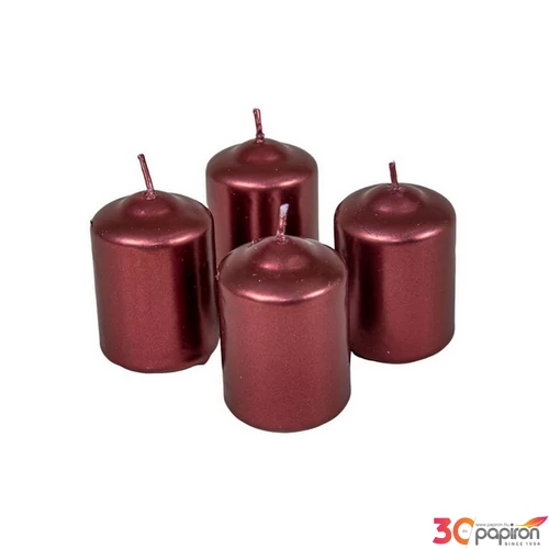 Adventi gyertya metál intenzív Bordó 4x4x6cm darabos! a termék ára 1db-ra értendő!