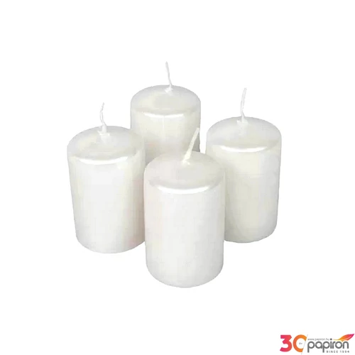 Adventi gyertya metál intenzív Fehér 4x4x6cm gyöngyházfehér a termék ára 1db-ra értendő!
