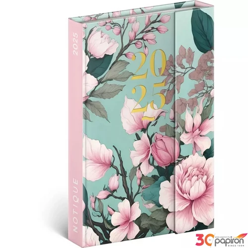 Agenda mágneses 2025 Pink bloom, 11x16 cm Realsystem 2025 kollekció!