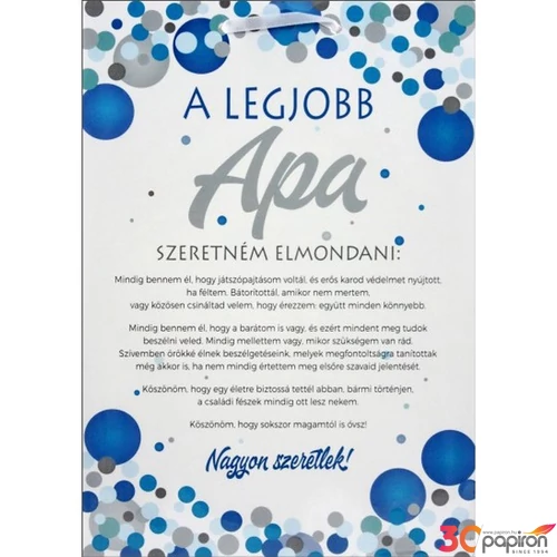 Ajándék tábla A legjobb apa A4-es, 21 cm x 30 cm. Anyaga: karton. 2 mm vastag, erős tartás