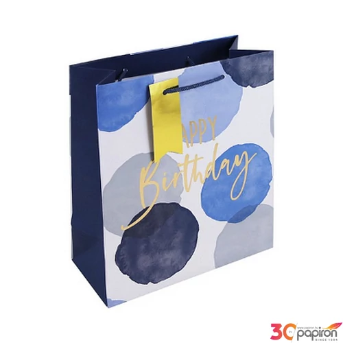 Ajándéktasak 21,5x25 Clairefontaine kék Happy Birthday feliattal 35462-3C