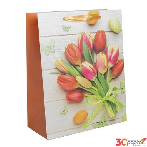 Ajándéktasak 26x32cm, tulipán csokor 370029