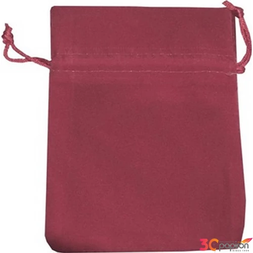 Ajándéktasak bársony-organza bordó 9x12cm zsinóros húzózárral