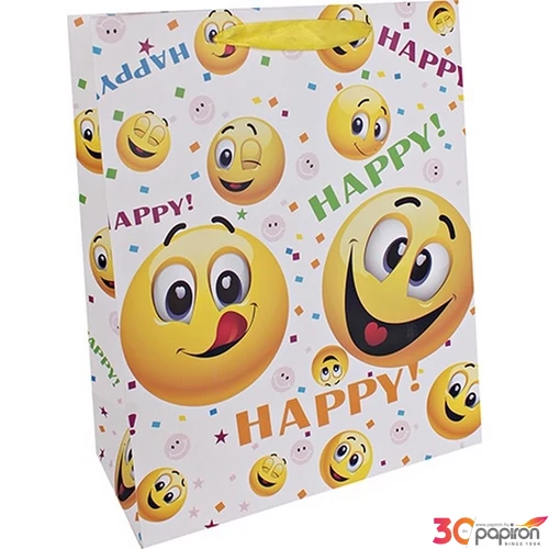 Ajándéktasak Happy Smiley-ek 11x14 cm matt