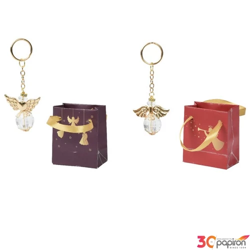 Ajándéktasak karácsonyi 24' 2 féle kulcstartóval 4cmx5cmx2cm sdkae