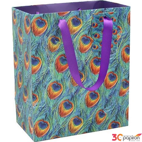 Ajándéktasak papír 27x14x33cm, Peacock 