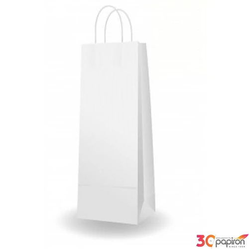 Ajándéktasak sodrott füles italtasak, fehér 14x38x8cm