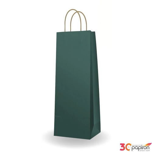 Ajándéktasak sodrott füles Ajándéktasak, italtasak 14x39x8cm zöld