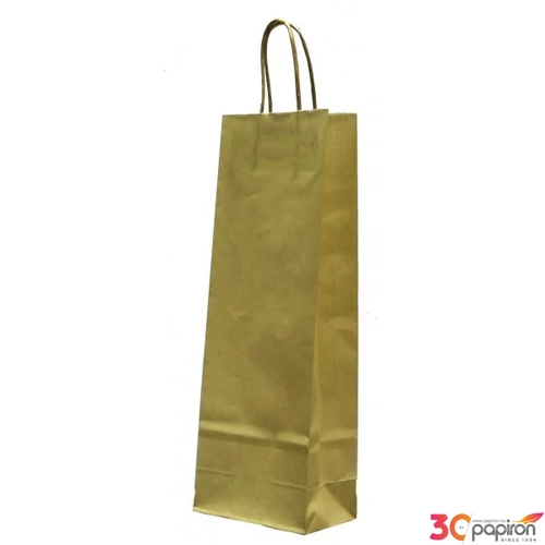 Ajándéktasak sodrott füles Ajándéktasak, italtasak 14x39x8cm arany