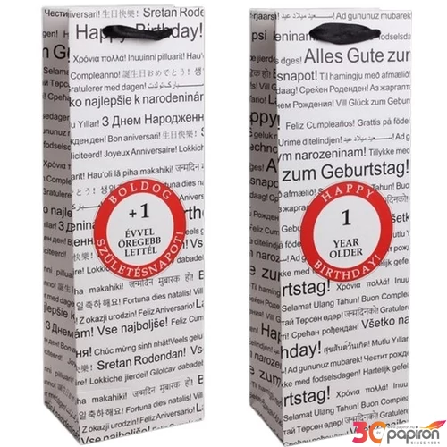 Ajándéktasak szalagfüles +1 Sebességkorlátozós Boldog Születésnapot! mérete: 11x36cm +1 évvel öregebb lettél