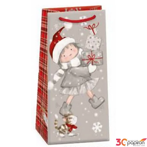 Ajándéktasak zsinórfüles T0 10x22x6cm karácsonyi 0803-0416