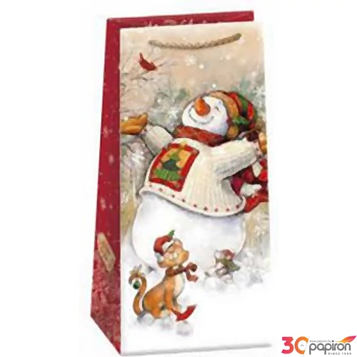 Ajándéktasak zsinórfüles T0 10x22x6cm karácsonyi 0803-0417