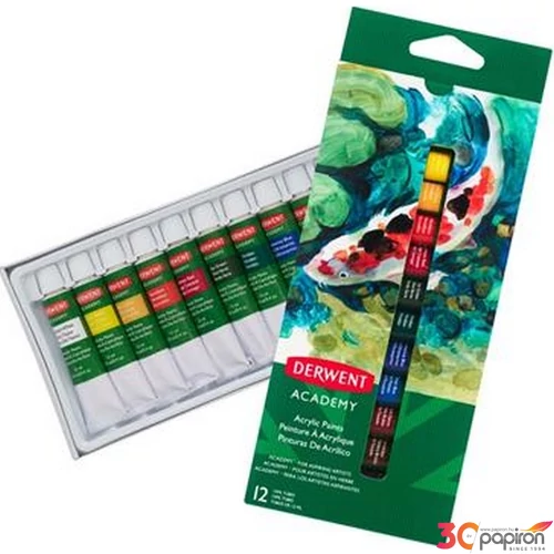 Akrilfesték 12 ml Derwent 12 különböző szín E2302400