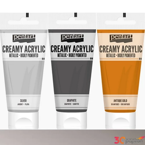 Akrilfesték krémes Pentart metál 200ml ezüst Pentart-39024