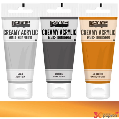 Akrilfesték krémes Pentart metál 60ml narancs