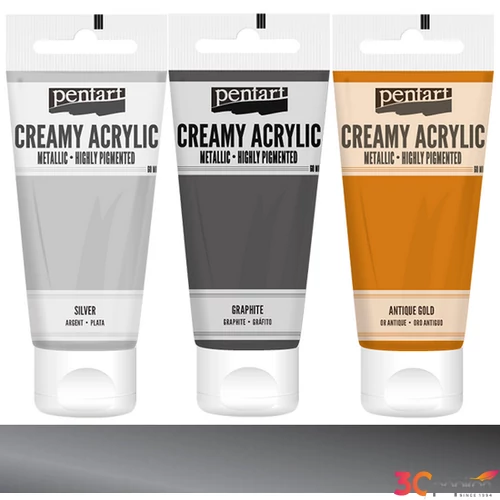 Akrilfesték krémes Pentart metál 60ml ólom