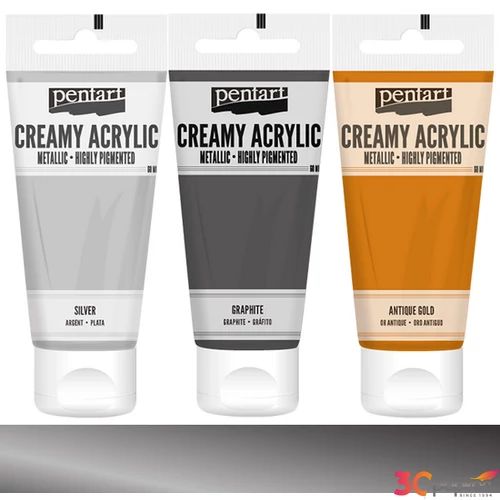 Akrilfesték krémes Pentart metál 60ml rokokó ezüst