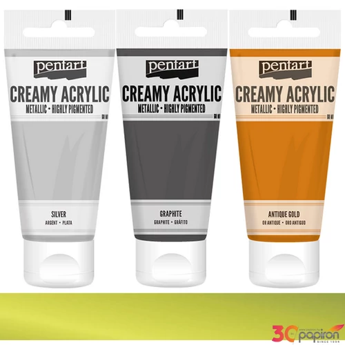 Akrilfesték krémes Pentart metál 60ml sárga