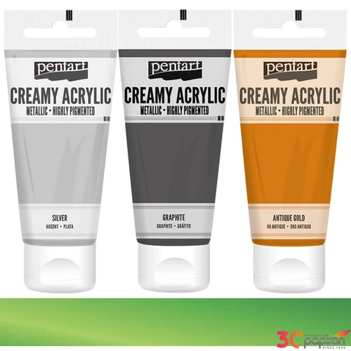 Akrilfesték krémes Pentart metál 60ml világoszöld