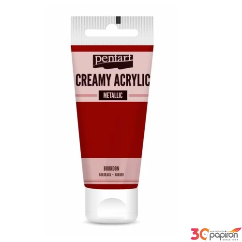 Akrilfesték krémes Pentart metál 60ml bordó