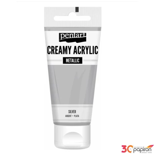Akrilfesték krémes Pentart metál 60ml ezüst