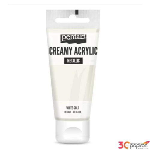 Akrilfesték krémes Pentart metál 60ml fehér arany