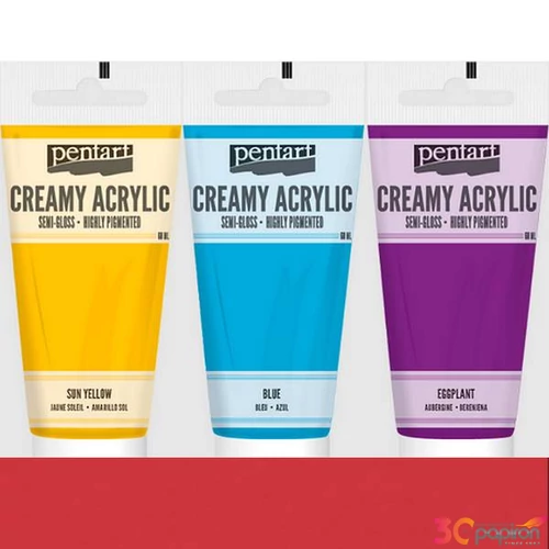Akrilfesték krémes Pentart selyemfényű 200ml - piros