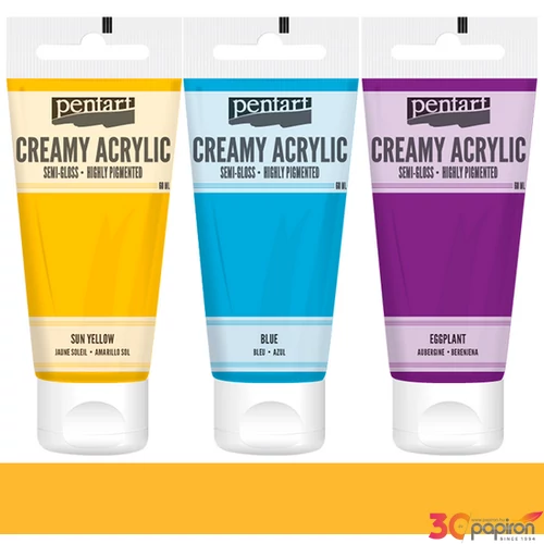 Akrilfesték krémes Pentart selyemfényű 60ml - napsárga