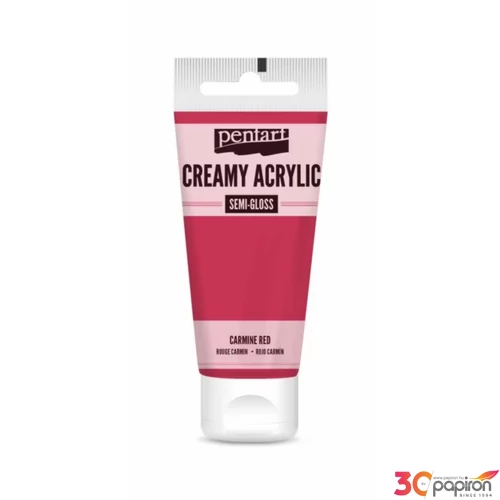 Akrilfesték krémes Pentart selyemfényű 60ml - kárminvörös