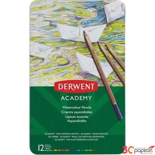 Színes ceruza Akvarell Derwent 12db Academy fémdobozos Írószerek DERWENT 2301941