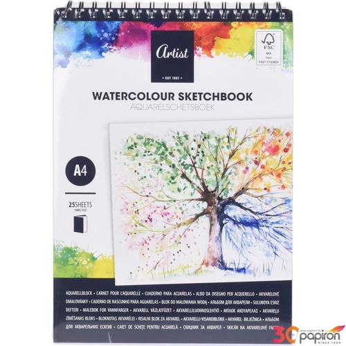 Akvarell papír tömb '23 A4 spirálos RAJZTÖMB, vázlatfüzet kpm