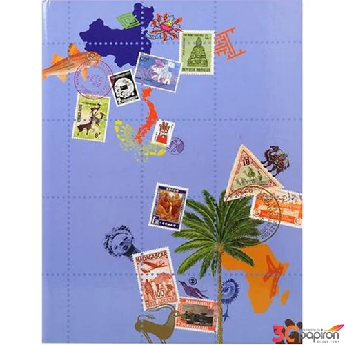 Album bélyeggyűjtő Exacompta 22,5x30,5 cm, 8 lap,Globe Trotter vegyes színek