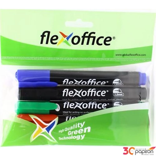 Alkoholos marker Flexoffice PM03' 1,5mm kúpos hegyű 4színű Írószerek FLEXOFFICE FO-PM03SET