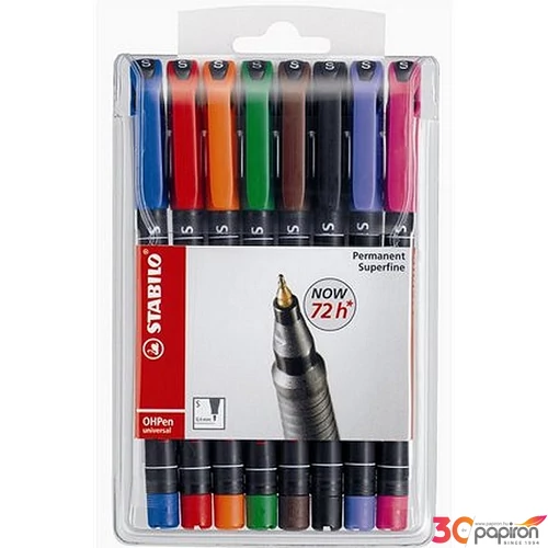 Alkoholos marker Stabilo OHP S 0,4mm tűhegyű 8színű készlet Írószerek STABILO 841/8