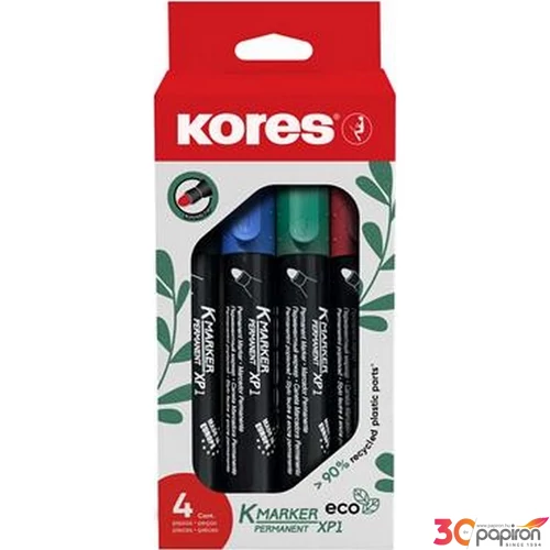 Alkoholos marker Kores készlet, 3 mm, kúpos,Eco K-Marker 4 különböző szín