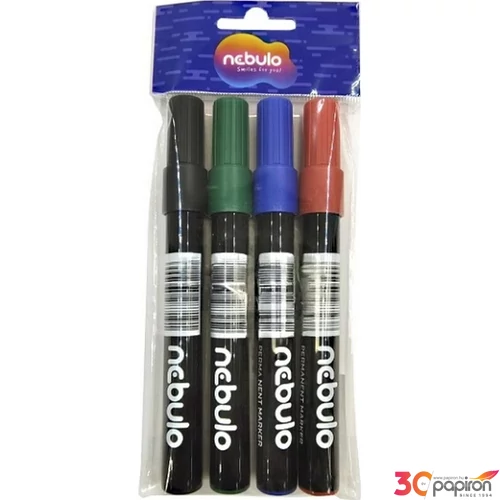 Alkoholos marker Nebulo kúpos hegy, 4db/csomag kék-fekete-piros-züld